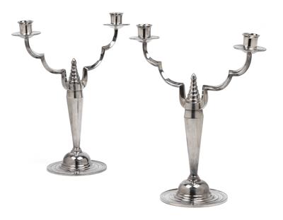 A pair of candelabra, Zurich Kunstgewerbeschule, c. 1925, - Jugendstil e arte applicata del XX secolo