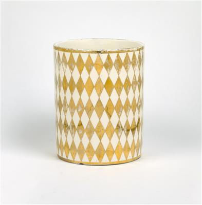 Bertold Löffler and Michael Powolny, a cylindrical vase, model number 48, designed c. 1907, executed by Wiener Keramik, 1907-12 - Jugendstil and 20th Century Arts and Crafts