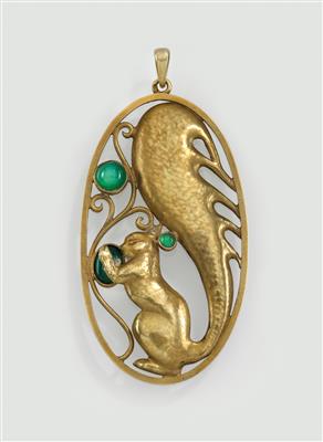 Franz K. Delavilla (1884-1967), a pendant with a squirrel, designed in Hamburg, 1910, commissioned by Oscar Dietrich, 1910, executed by Oscar Dietrich, Vienna, after 1925 - Jugendstil and 20th Century Arts and Crafts