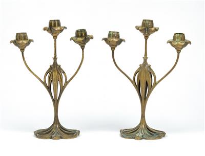 George de Feure, a pair of candelabra, Maison Bing Art Nouveau, Paris, c. 1900 - Jugendstil and 20th Century Arts and Crafts