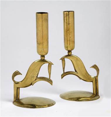 A pair of candle sticks with horses, Werkstätten Hagenauer, Vienna - Secese a umění 20. století