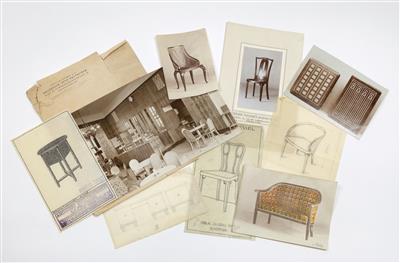 Six designs and 156 photos of Thonet furniture and Wiener Werkstätte objects, inter alia by Otto Prutscher - Jugendstil and 20th Century Arts and Crafts