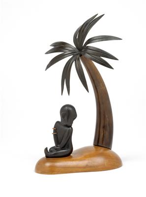 An African child sitting under a palm, Werkstätten Hagenauer, Vienna - Jugendstil e arte applicata del XX secolo