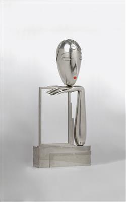 Franz Hagenauer, a sculptural mirror with female figure (a female head with propped up arm and hand), Werkstätte Hagenauer, Vienna - Jugendstil e arte applicata del XX secolo