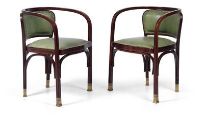 Gustav Siegel, a pair of armchairs, model no. 715/F, executed by J. & J. Kohn, Vienna, 1899 - Jugendstil and 20th Century Arts and Crafts