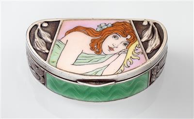 Josef Maria Auchentaller (Vienna 1895-1949 Grado), a small covered box with enamelled female figure, designed c. 1898/1900, executed by Georg Adam Scheid, Vienna, by 1922 - Jugendstil and 20th Century Arts and Crafts