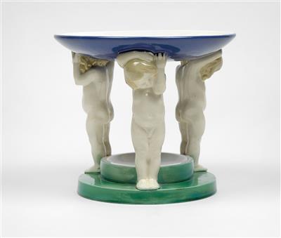 Michael Powolny, a centrepiece with three putti, designed c. 1907, executed by Wiener Keramik, 1907-12 - Jugendstil e arte applicata del XX secolo