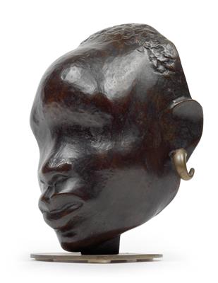 A rare large African’s head made of bronze, model no. 4373, Werkstätte Hagenauer, Vienna - Secese a umění 20. století