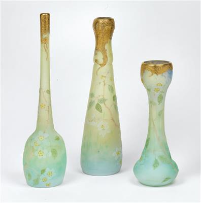 Three tall vases with apple blossoms, Legras & Cie., St. Denis, 1900/14 - Jugendstil e arte applicata del XX secolo