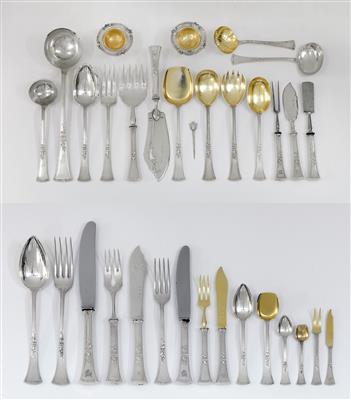 A large cutlery service, 195 parts in original labelled drawers with handles, J. C. Klinkosch, Vienna, by May 1922 - Jugendstil e arte applicata del XX secolo