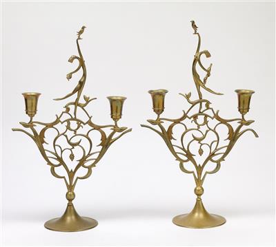 Karl Hagenauer, a pair of “Diana” candleabra, model no. 1464, model from 1928, executed by Werkstätten Hagenauer, Vienna - Jugendstil and 20th Century Arts and Crafts