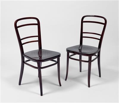 Otto Wagner (1841 Vienna 1918), two chairs, designed in 1902 for the account offices for cheque transactions (open-plan offices) of the Österreichische Postsparkasse, Vienna, executed by Thonet, Vienna - Jugendstil e arte applicata del XX secolo