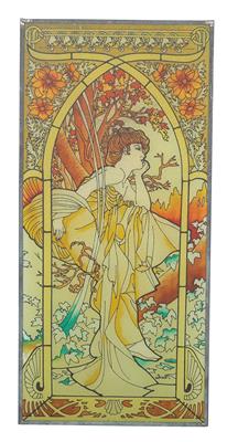 Alphonse Mucha (Eibenschütz 1860–1939 Prague), a “Time of the day” glass window: “Evening Reverie”, designed in 1899 - Jugendstil e arte applicata del XX secolo