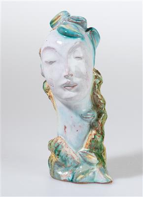 Dina Kuhn (Vienna 1891–1963 Schlierbach), a female head, Bimini Werkstätten, Vienna, c. 1925 - Jugendstil e arte applicata del XX secolo