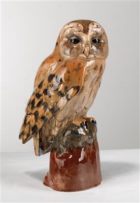 Eduard Klablena, a large owl, model number: 528, Keramos, Vienna, 1920s - Secese a umění 20. století