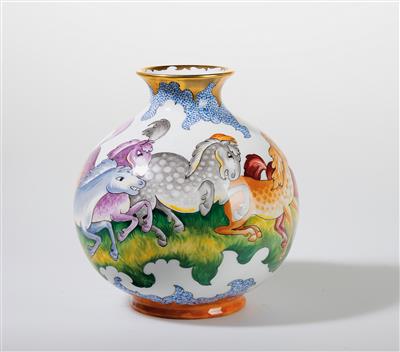 Franz von Zülow (1883 Vienna 1963), a vase with horse décor, designed: c. 1925, early production by Augarten Porcelain Manufactory, Vienna - Jugendstil e arte applicata del XX secolo