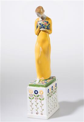 Ida Lehmann, a lady with flowers standing on a cuboid base, model, c. 1910/11 - Jugendstil and 20th Century Arts and Crafts