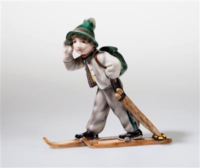 Stephan Dakon, a skier, model number: 2043, executed by Keramos, Vienna c. 1950 - Jugendstil and 20th Century Arts and Crafts