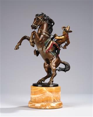 Bruno Zach (Austria 1891-1945), a cowboy on a rearing horse, designed c. 1930 - Jugendstil and 20th Century Arts and Crafts