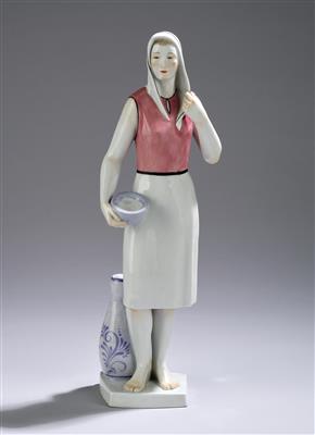 Elfriede Reichel-Drechsler, "Jungbäuerin", Modellnummer: H 237, Modelljahr: um 1958, frühe Ausführung der Porzellanmanufaktur Meissen - Jugendstil u. angewandte Kunst d. 20. Jahrhunderts