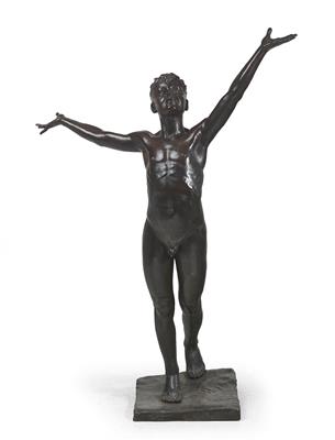 F. Waldmüller, a striding boy with raised arms, c. 1900 - Jugendstil and 20th Century Arts and Crafts