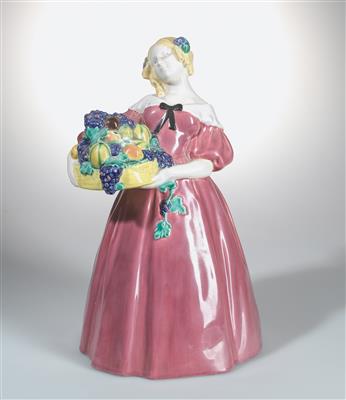 Johanna Meier-Michel (design also attributed to Bertold Löffler and Emil Meier), “Autumn, in colours No. 24”, from the first crinoline cycle, model: K 123, executed by Gmundner Keramik, after 1917 - Jugendstil and 20th Century Arts and Crafts