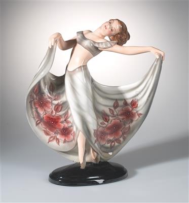 Josef Lorenzl, “female dancer”, model number: 1445, executed by Keramos, Vienna, as of 1950 - Jugendstil and 20th Century Arts and Crafts