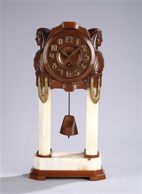 A mantel clock in historical style with Egyptian motifs, c. 1900 - Secese a umění 20. století