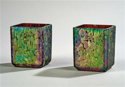 Leopold Bauer, a pair of small vases, Johann Lötz Witwe, Klostermühle, 1906 - Jugendstil and 20th Century Arts and Crafts