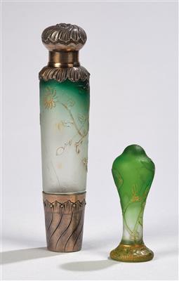 A liqueur bottle with floral decoration and silver mount, Daum, Nancy, c. 1895 and a seal with mistletoe branches - Secese a umění 20. století