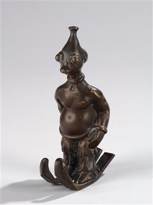 Michael Powolny, a putto with a rooster, designed c. 1909, WK model number: 201, executed by Wiener Keramik, by 1912 - Jugendstil and 20th Century Arts and Crafts