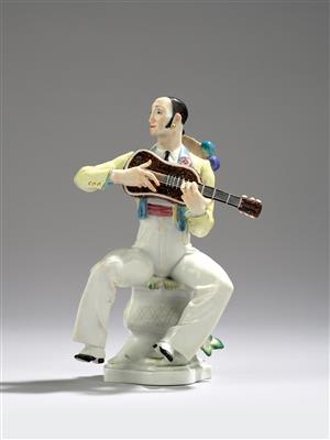 Paul Scheurich, “Spanier mit Laute”, model number: A 1191 (67076), model year: 1933, executed by Meissen Porcelain Factory, as of 1980 - Jugendstil e arte applicata del XX secolo