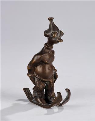 Richard Teschner (Carlsbad 1870–1948 Vienna), a grotesque figurine on skis, designed in Vienna, c. 1910/20 - Jugendstil and 20th Century Arts and Crafts