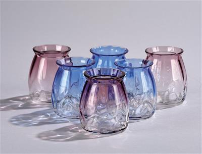 Six vases, attributed to Koloman Moser, retailed by E. Bakalowits, Söhne, Vienna, c. 1900 - Jugendstil and 20th Century Arts and Crafts