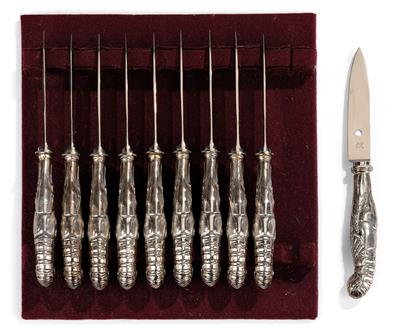 Ten silver lobster knives, Germany, c. 1920 - Jugendstil e arte applicata del XX secolo