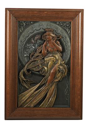 Alphonse Mucha (Eibenschütz 1860-1939 Prag), Relief: "Musik" ("Les arts series"), Entwurf: 1898 - Jugendstil und angewandte Kunst des 20. Jahrhunderts