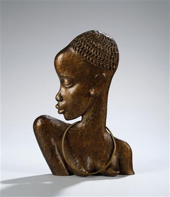 A bust of an African woman, in the style of Werkstätten Hagenauer, Vienna - Secese a umění 20. století