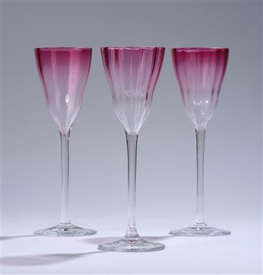 Three wine glasses, School of Koloman Moser, commissioned by E. Bakalowits & Söhne, Vienna c. 1900 - Jugendstil e arte applicata del XX secolo