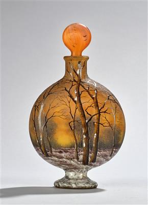 A large flask with a winter landscape, Daum, Nancy, c. 1900 - Secese a umění 20. století