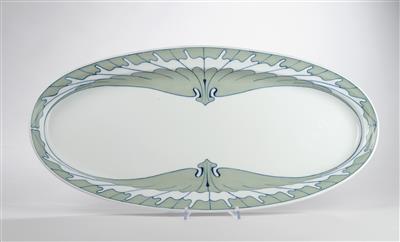Rudolf Hentschel, große Fischplatte aus dem "Flügelmuster"-Service, Modell: "T-glatt", Werksentwurf: 1900/1901 - Jugendstil und angewandte Kunst des 20. Jahrhunderts