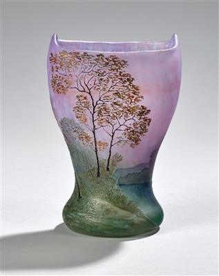 A vase with a lakeside landscape and trees, Legras & Cie., St. Denis, c. 1900/1910 - Jugendstil and 20th Century Arts and Crafts