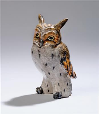 Eduard Klablena, an owl, model number: 1172, Keramos, Vienna, by 1949 - Secese a umění 20. století