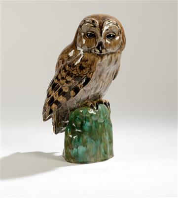 Eduard Klablena, a large owl, model number: 528, Langenzersdorf - Jugendstil e arte applicata del XX secolo