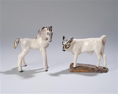 Eduard Klablena, a horse, model number 1145, designed in c. 1918 and a standing calf, model number 540, designed in c. 1911–1918, Vienna and Langenzersdorf - Jugendstil e arte applicata del XX secolo