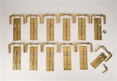 Eleven door knobs with double-sided door fittings and a set for a toilet door, used by, inter alia, Otto Wagner for the Österreichische Postsparkasse, Vienna, c. 1904 - Jugendstil and 20th Century Arts and Crafts