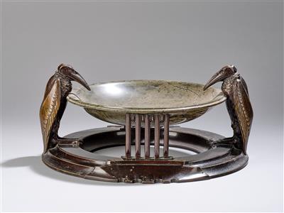 A large bronze bowl with two marabous, c. 1900/1920 - Jugendstil e arte applicata del XX secolo