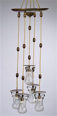 A large five-arm chandelier, attributed to Koloman Moser, Meyr’s Neffe Adolf, c. 1901 - Jugendstil and 20th Century Arts and Crafts