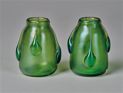 A pair of vases with applied drops, Johann Lötz Witwe, Klostermühle, c. 1901 - Jugendstil and 20th Century Arts and Crafts