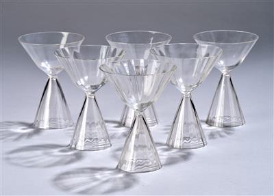 Six liqueur glasses, in the manner of Josef Hoffmann, designed in c. 1910 - Jugendstil and 20th Century Arts and Crafts