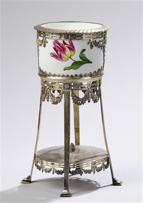 A silver centrepiece, Moritz Elimeyer, Dresden, c. 1900, with a porcelain bowl with floral motifs by Meissen Porcelain Manufactory - Secese a umění 20. století